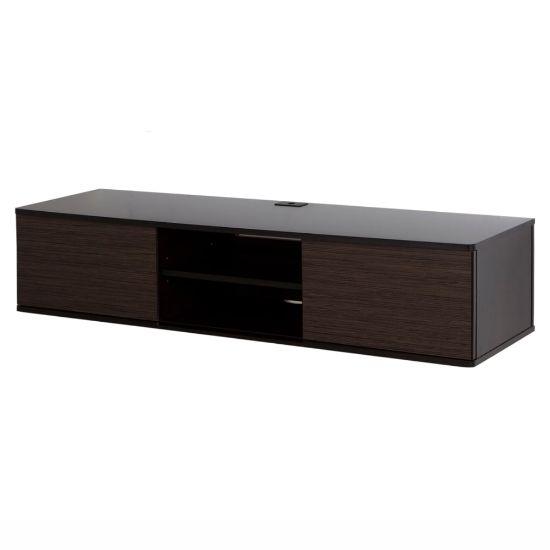 Picture of South Shore Agora 56in Wide Wall Mounted Media Console, Chocolate/Zebrano