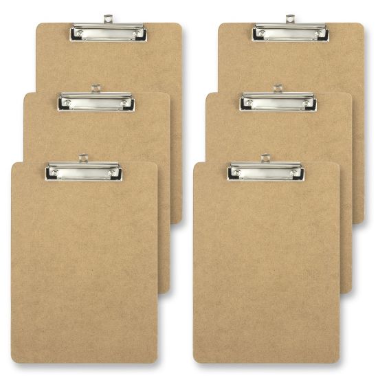 Picture of Office Depot Brand Wood Clipboards, 9in x 12-1/2in, 100% Recycled Wood, Light Brown, Pack Of 6 Clipboards