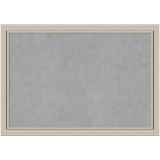 Picture of Amanti Art Narrow Magnetic Bulletin Board, Steel/Aluminum, 40in x 28in, Romano Silver Wood Frame