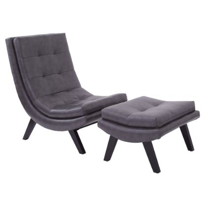 Picture of Ave Six Tustin Lounge Chair And Ottoman Set, Pewter/Black