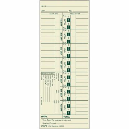 Picture of TOPS Time Cards (Replaces Original Card 1900L), Numbered Days, 1-Sided, 9in x 3 1/2in, Box Of 500