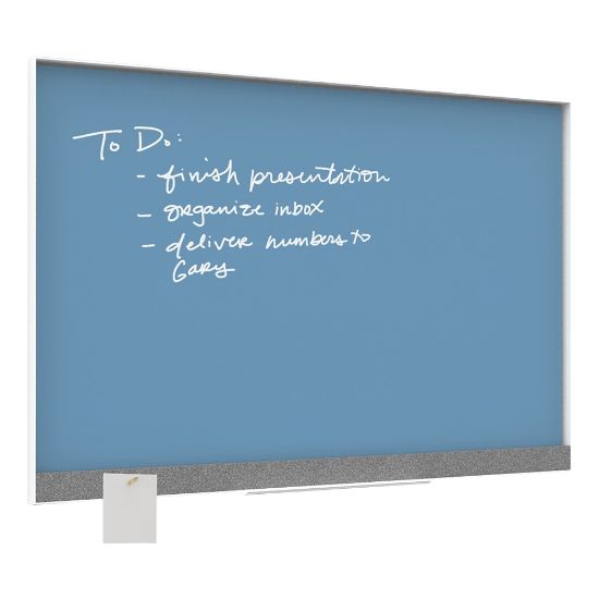 Picture of U Brands Magnetic Glass Dry-Erase Board, 36in X 24in, Blue Surface, White Aluminum Frame, Actual Size 35in X 23in (3194U00-01)