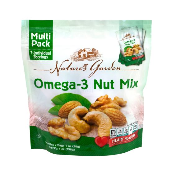 Picture of Natures Garden Omega-3 Nut Mix, 1.2 Oz, 7 Pouches Per Bag, Pack Of 6 Bags