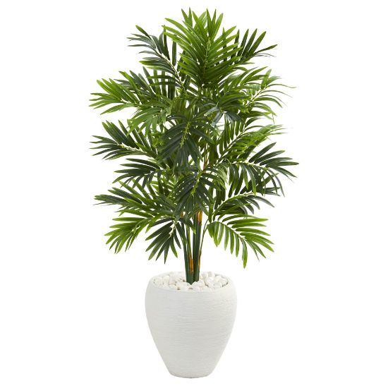 Picture of Nearly Natural Areca Palm 48inH Artificial Tree With Planter, 48inH x 26inW x 26inD, Green/White