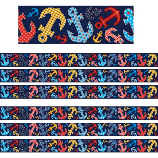 Picture of Teacher Created Resources Straight Border Trim, 3in x 35in, Anchors, 12 Pieces Per Pack, Set Of 6 Packs