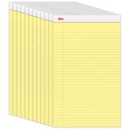 Picture of Office Depot Brand Writing Pads, 8 1/2in x 14in, Legal/Wide Ruled, 50 Sheets, Canary, Pack Of 12 Pads