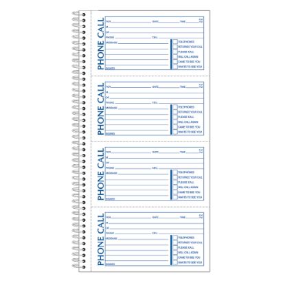 Picture of Adams Spiral Bound Phone Message Book, 11in x 5 1/2in, Book Of 400 Messages