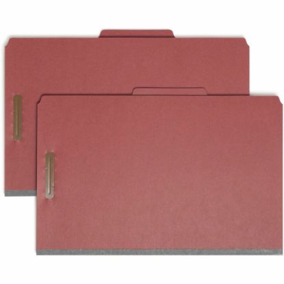 Picture of Smead Pressboard Colored Classification Folders, 2in Expansion, Legal Size, Red, Box Of 10 Folders