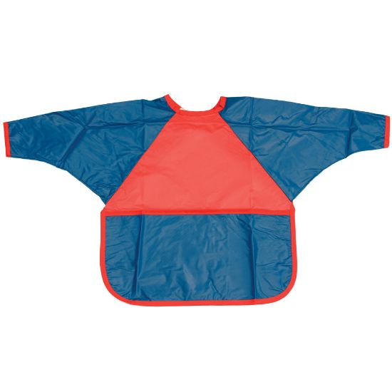 Picture of Childrens Factory Washable Smocks, Small, 18 Months - 3 Years, Red/Blue, Pack Of 3