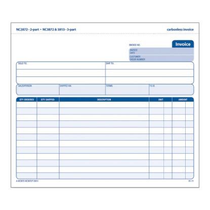 Picture of Adams 3-Part Carbonless Invoice Form Unit Set, 8 1/2in x 7 7/16in, White/Canary/Pink, Pack Of 50 Sets