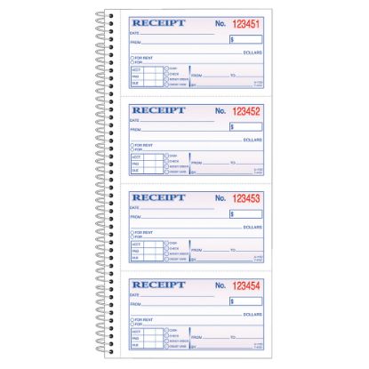 Picture of Adams Carbonless 2-Part Spiral Money/Rent Receipt Book, 11in x 5 1/4in, Book Of 200 Sets