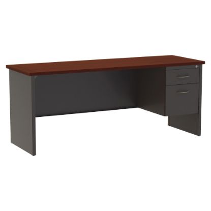 Picture of WorkPro Modular 72inW Right-Pedestal Computer Desk, Charcoal/Mahogany