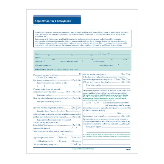 Picture of ComplyRight 50-State-Compliant Long Form Job Applications, 11in x 17in, Pack Of 50