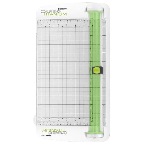 Picture of Westcott CarboTitanium Personal Paper Trimmer, 12in, White/Green