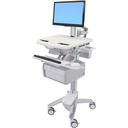 Picture of Ergotron StyleView Cart with LCD Pivot, 1 Tall Drawer (1x1) - Up to 24in Screen Support - 37.04 lb Load Capacity - Floor - Plastic, Aluminum, Zinc-plated Steel