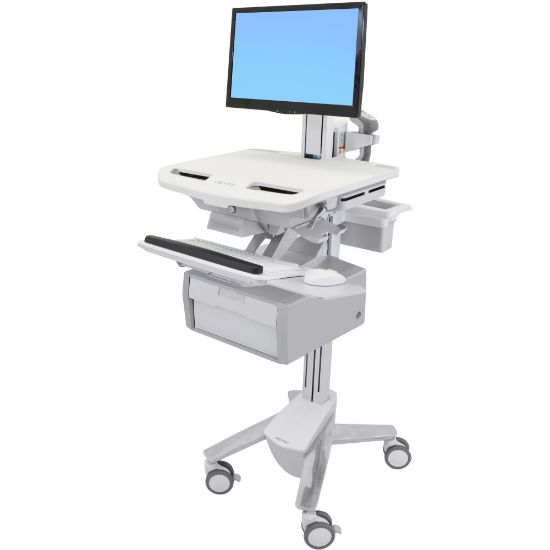 Picture of Ergotron StyleView Cart with LCD Pivot, 1 Tall Drawer (1x1) - Up to 24in Screen Support - 37.04 lb Load Capacity - Floor - Plastic, Aluminum, Zinc-plated Steel