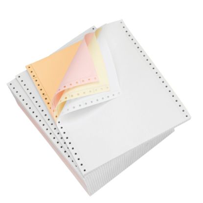 Picture of Domtar Carbonless Continuous Forms, 4-Part, 9 1/2in x 11in, Canary/Goldenrod/Pink/White, Carton Of 900 Forms