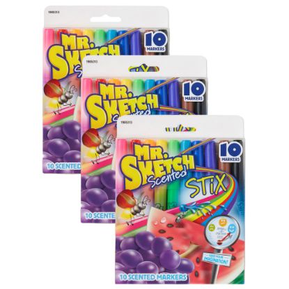 Picture of Mr. Sketch Scented Stix Markers, Bullet Point, Assorted Colors, 10 Markers Per Pack, Set Of 3 Packs