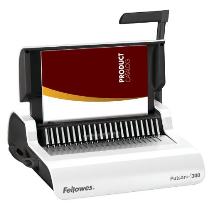 Picture of Fellowes Pulsar 300 Manual Comb Binding Machine, 300 Sheet Capacity, 5.1inH x 18.1inW x 15.4inD, White