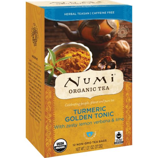 Picture of Numi Turmeric Organic Tea Dried Lime, Turmeric, Verbena, 1.3 Oz, Carton Of 12