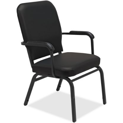 Picture of Lorell Big & Tall Padded Vinyl Seat, Vinyl Back Stacking Chair, 15in Seat Width, Black Seat/Black Frame, Quantity: 2