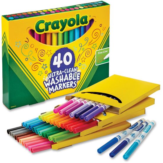 Picture of Crayola Ultra-Clean Washable Markers, Fine Point, Assorted Colors, Set Of 40 Markers