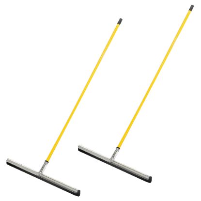 Picture of Alpine Dual Moss Heavy-Duty Floor Squeegees, 30in, 50in Handle, Yellow, Pack Of 2 Squeegees