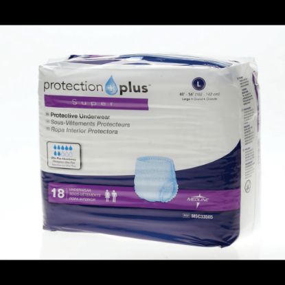 Picture of Protection Plus Super Protective Disposable Underwear, Large, 40 - 56in, White, Bag Of 18