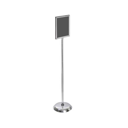 Picture of Azar Displays 2-Sided Slide-In Frame Sign Holder With Metal Pedestal Stand, 11in x 8 1/2in, Silver