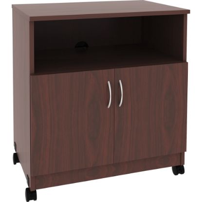 Picture of Lorell Mobile Machine Stand with Shelf - 30.8in Height x 28in Width x 19.3in Depth - Mahogany - Laminated Particleboard - Mahogany