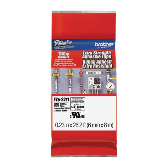 Picture of Brother P-touch Industrial TZe Tape Cartridges, Polyethylene, 1/4inW x 26 1/4L , White