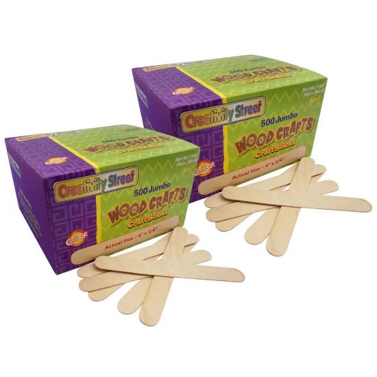 Picture of Creativity Street Jumbo Craft Sticks, 6in x 3/4in, Natural, 500 Pieces Per Pack, Set Of 2 Packs