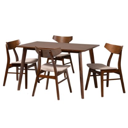 Picture of Baxton Studio Lois Dining Set, 29-1/2inH x 47-1/4inW x 29-1/2inD, Light Beige/Walnut Brown