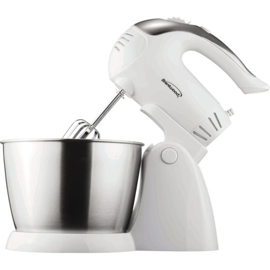 Picture of Brentwood 5-Speed Stand Mixer With Stainless Steel Bowl, White/Stainless Steel