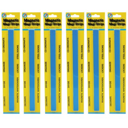 Picture of Ashley Productions Magnetic Magi-Strips, 3/4in x 12', Blue, 12 Strips Per Pack, Set Of 6 Packs