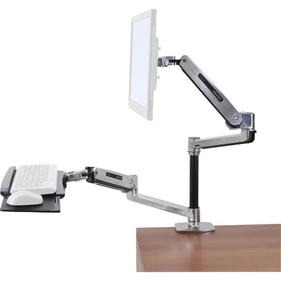 Picture of Ergotron WorkFit-LX Desk Mount For Flat-Panel Display, Keyboard And Mouse, Polished Aluminum