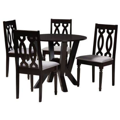 Picture of Baxton Studio Anise Dining Set, 29-15/16inH x 35-7/16inW x 35-7/16inD, Gray/Dark Brown