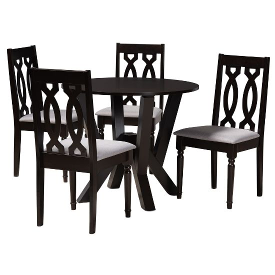 Picture of Baxton Studio Anise Dining Set, 29-15/16inH x 35-7/16inW x 35-7/16inD, Gray/Dark Brown