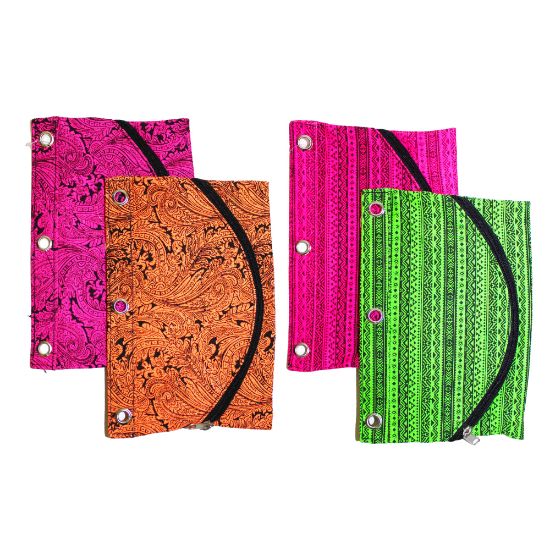 Picture of Inkology Tribal Binder Pencil Pouches, 10in x 7in, Assorted Colors, Pack Of 6 Pouches