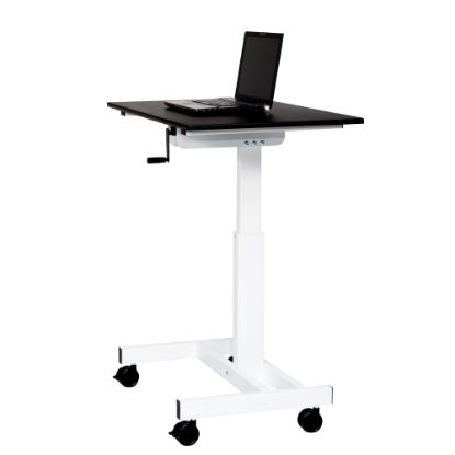 Picture of Luxor Single Column 40inW Crank Adjustable-Height Standing Desk, Black/Silver