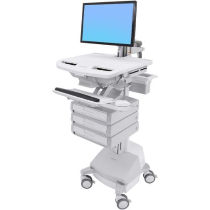 Picture of Ergotron StyleView Cart with LCD Pivot, SLA Powered, 3 Drawers (1x3) - Up to 24in Screen Support - 37.04 lb Load Capacity - Floor - Plastic, Aluminum, Zinc-plated Steel