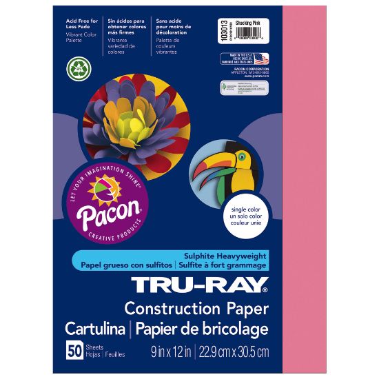 Picture of Tru-Ray Construction Paper, 50% Recycled, 9in x 12in, Shocking Pink, Pack Of 50