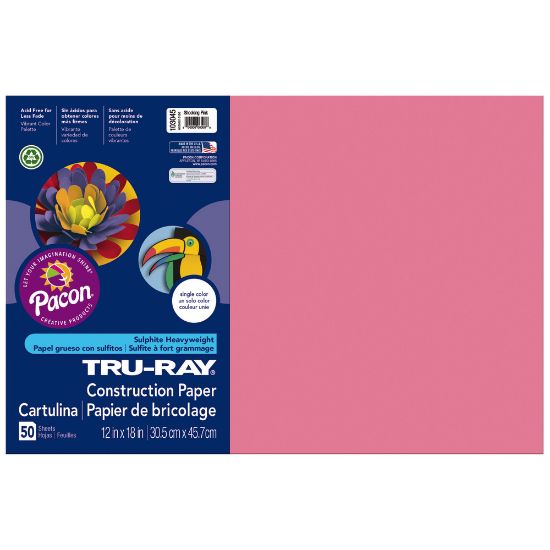 Picture of Tru-Ray Construction Paper, 50% Recycled, 12in x 18in, Shocking Pink, Pack Of 50