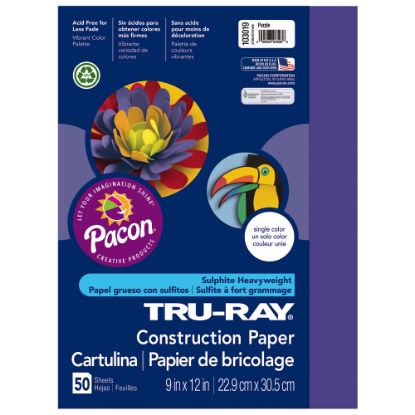 Picture of Tru-Ray Construction Paper, 50% Recycled, 9in x 12in, Purple, Pack Of 50