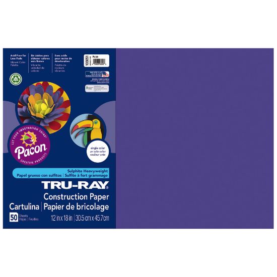 Picture of Tru-Ray Construction Paper, 50% Recycled, 12in x 18in, Purple, Pack Of 50