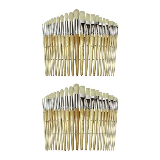 Picture of Creativity Street Beginner Paint Brushes, Preschool Brush Set, Natural, 24 Brushes Per Pack, Set Of 2 Packs