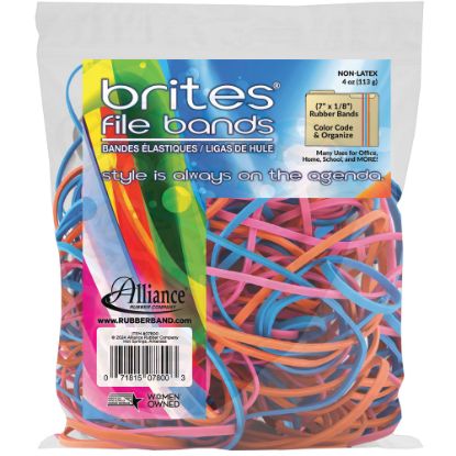 Picture of Alliance Rubber Brites File Bands, Assorted, Bag Of 50