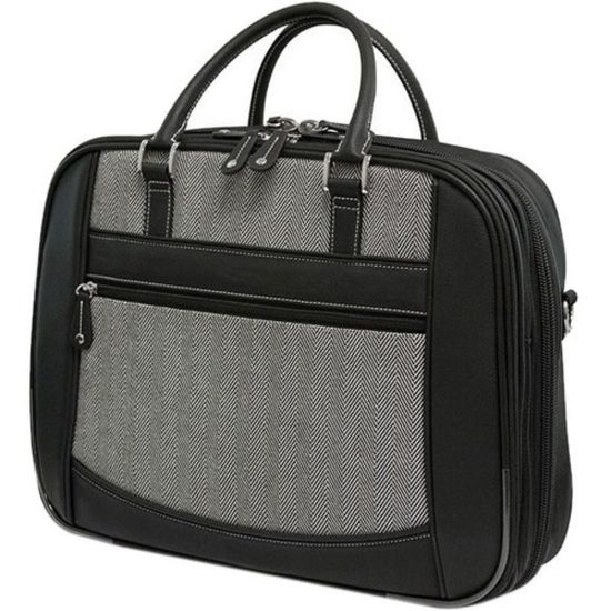 Picture of Mobile Edge ScanFast Carrying Case (Briefcase) for 16in Ultrabook - Black, White - Koskin Body - Herringbone - Checkpoint Friendly - Shoulder Strap - 13.5in Height x 17in Width x 5in Depth