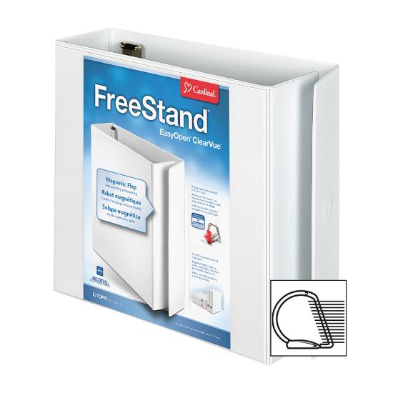 Picture of Cardinal Freestand Easy-Open ClearVue Locking 3-Ring Binder, 3in Slant Rings, White