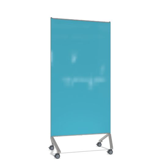 Picture of Ghent Pointe Non-Magnetic Dry-Erase Glassboard, 76-1/2in x 36-3/16in, Blue, Silver Metal Frame